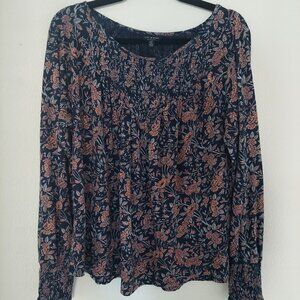Lucky Brand navy floral long sleeve top size S